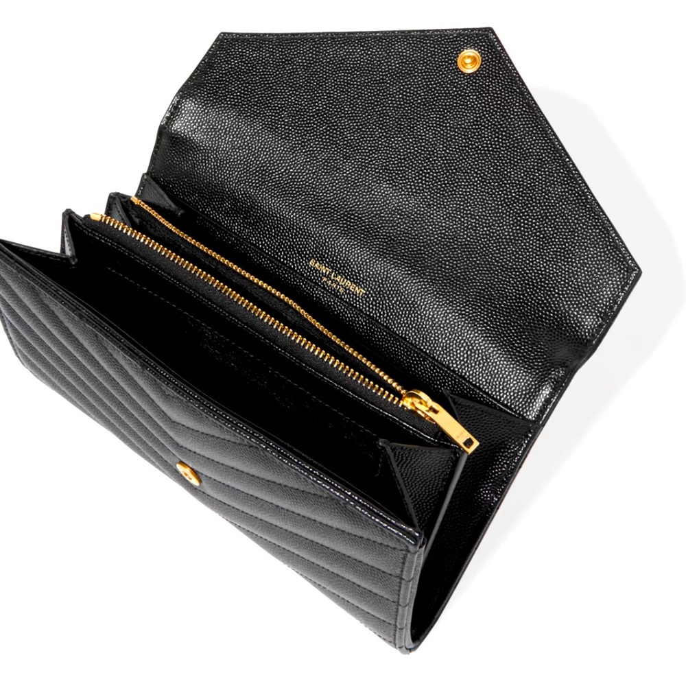 Saint Laurent Black Quilted Wallet with Gold Accents - Picture 1 of 9